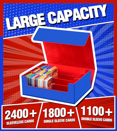 Trading Card Storage Box 2400+ Card Deck Case Black and Gray T634