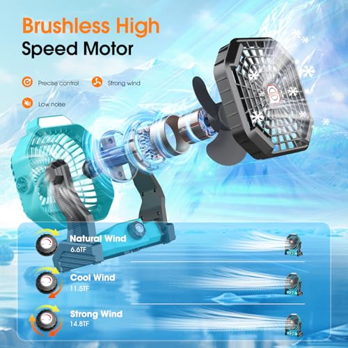 20000mAh Solar Camping Fan with Solar Panel and LED Lantern D74360