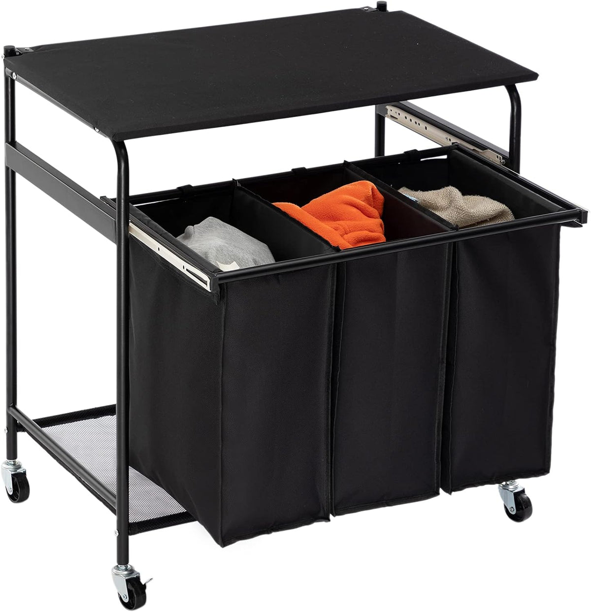 3-Bag Laundry Sorter Cart with Wheels Grey K271