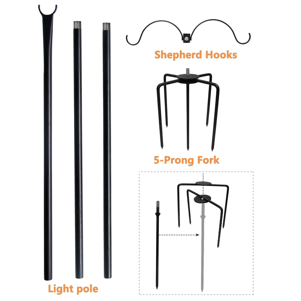 String Light Poles Stand for Outside, 2 Pack, 9 FT x 25 mm J6871