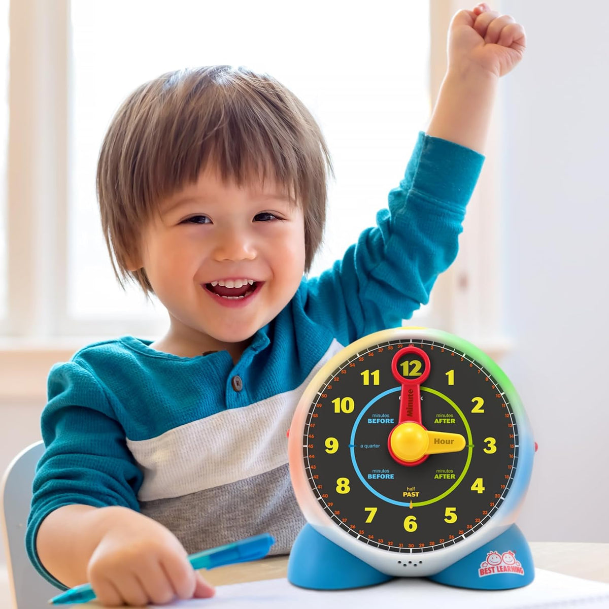 Learning Clock Teaching Light-Up Toy with Quiz and Music Sleep Mode K4776