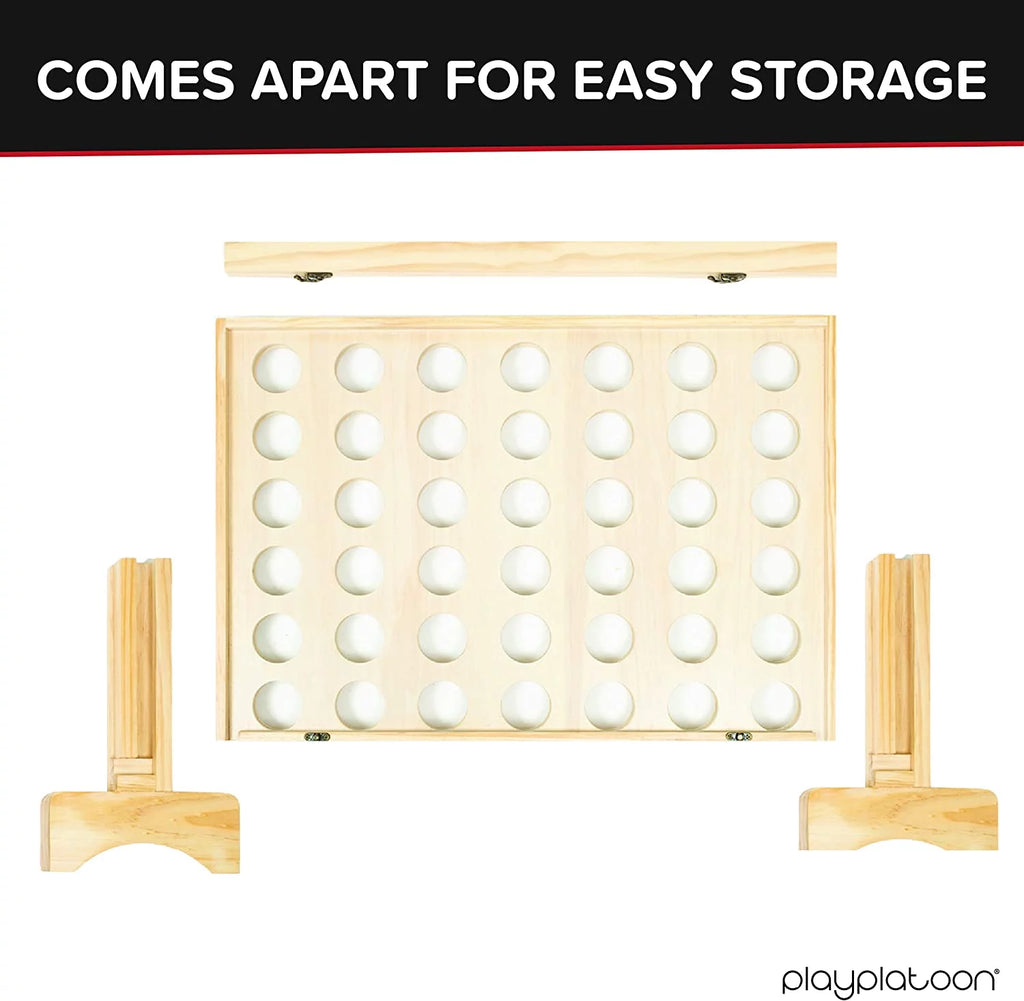 Wooden 4 in a Row Game with Coins, Case and Rules H12240