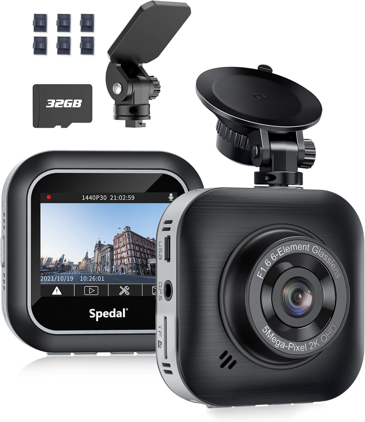 Dash Cam Front 1080P Full HD Car Camera 2560x1440P with 32GB SD Card Pack of 2 C430