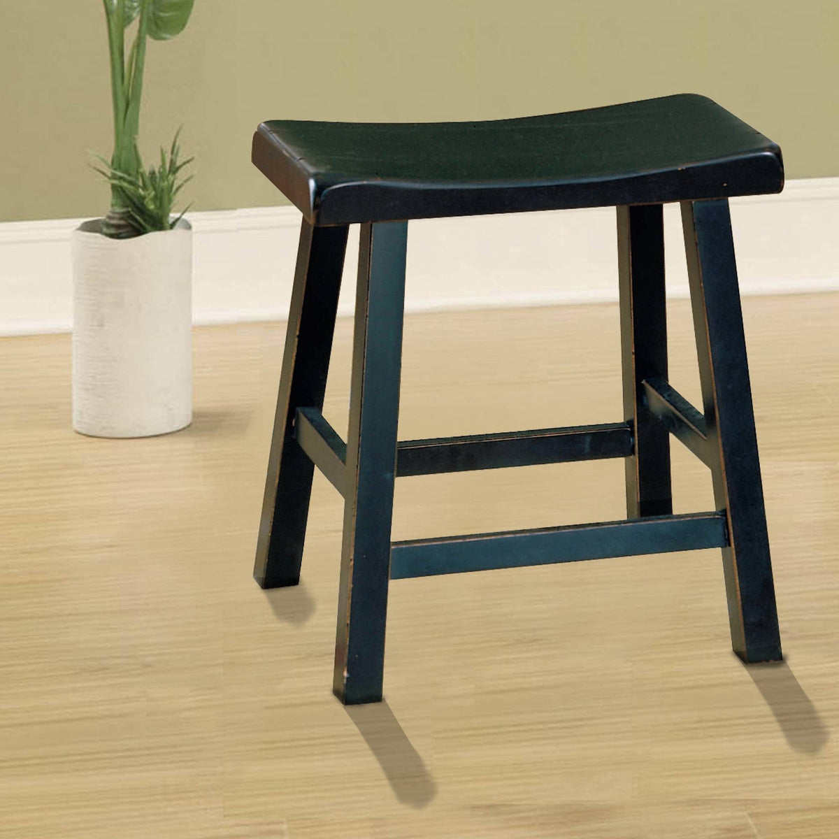 Black Wooden Counter Height Stool Set of 2 G616337