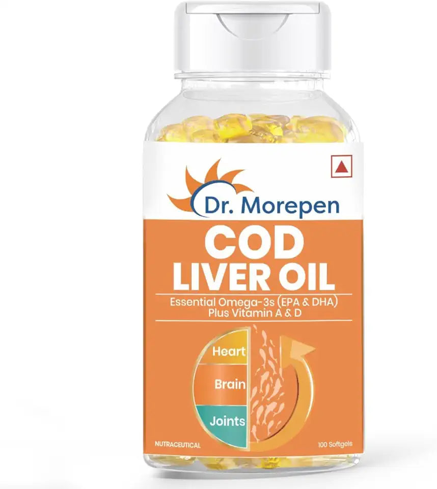 COD Liver Oil Capsules Omega 3 EPA DHA 100 Softgels Y76377