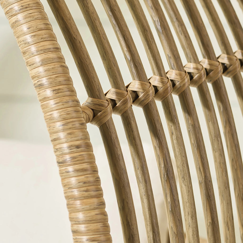 Beige Round Wicker Outdoor Egg Chair L405