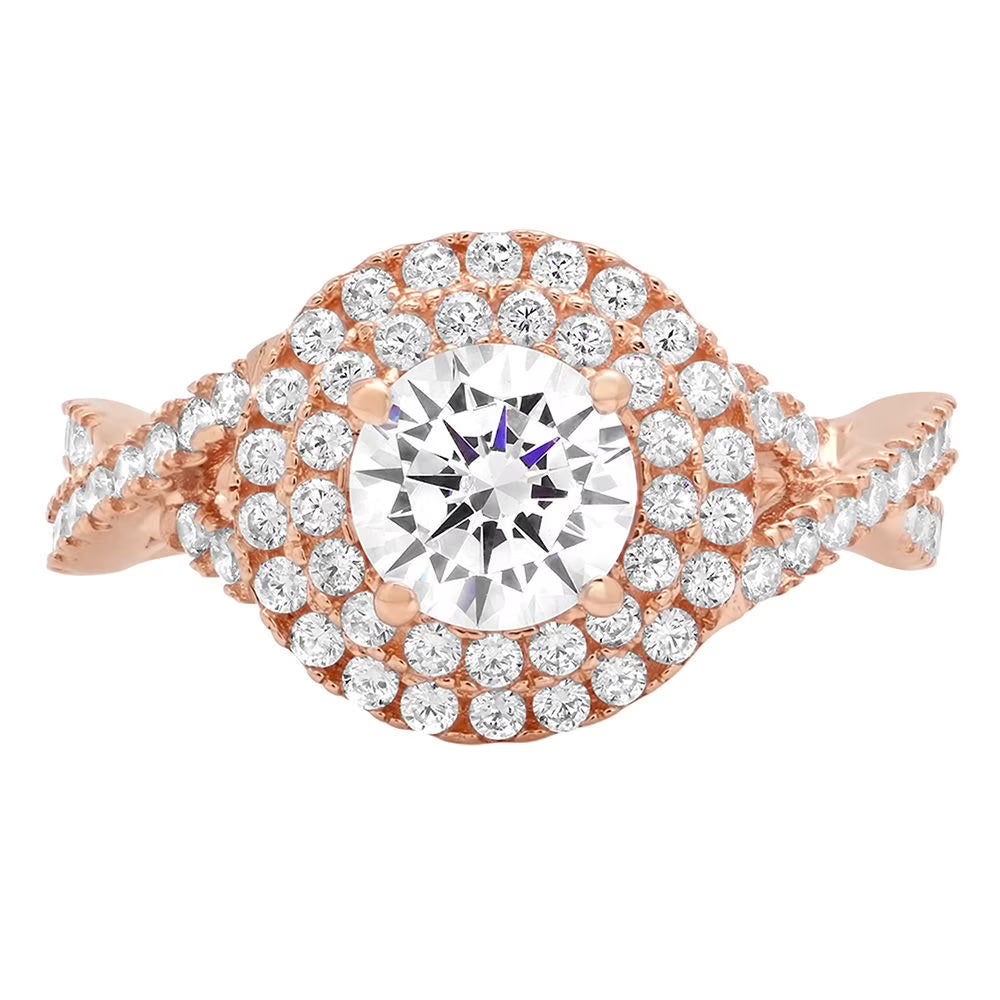 18K Rose Gold Halo Engagement Ring M423212