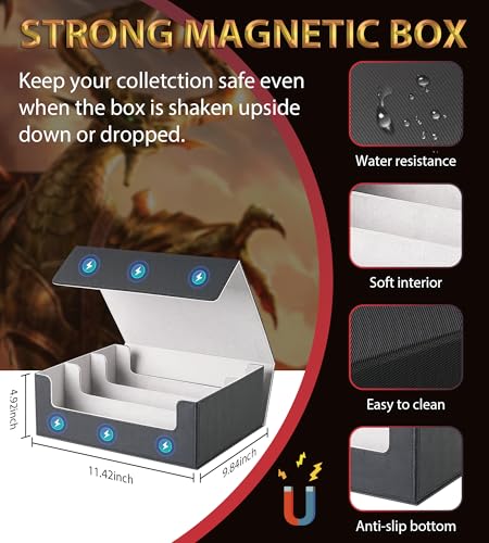 Trading Card Storage Box 2400+ Card Deck Case Black and Gray T634