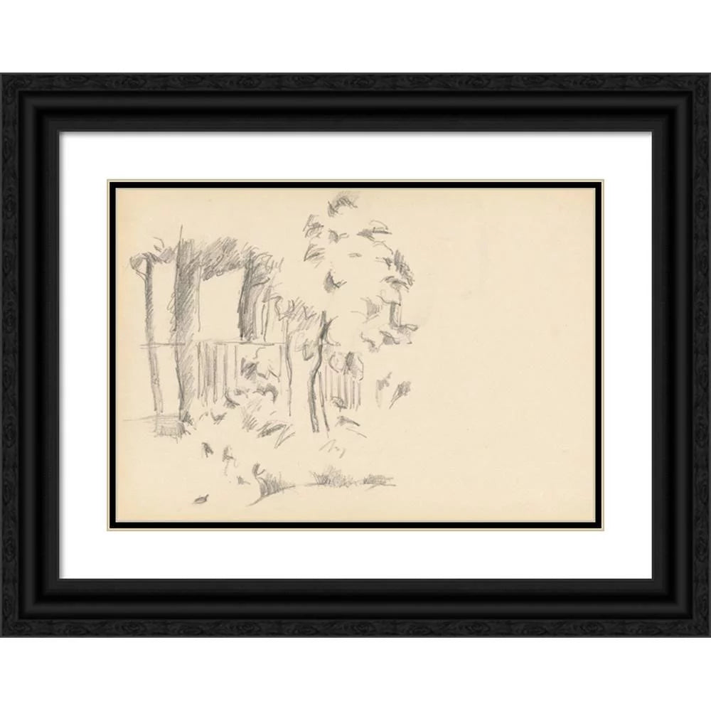 Black Ornate Wood Framed Double Matted Museum Art Print T5163