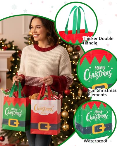 12PC Non-Woven Christmas Tote Bags with Handles M6457