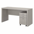 Gray Sand Credenza Desk with Mobile File Cabinet E343714
