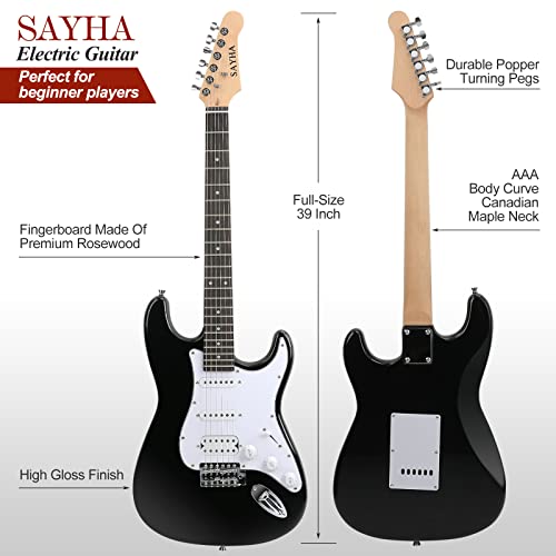 39 Inch Solid Full-size Electric Guitar HSS Pickups Starter Kit (Black) M486675
