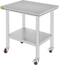 Stainless Steel Work Table with Wheels 24 x 30 x 32 Inch B373645