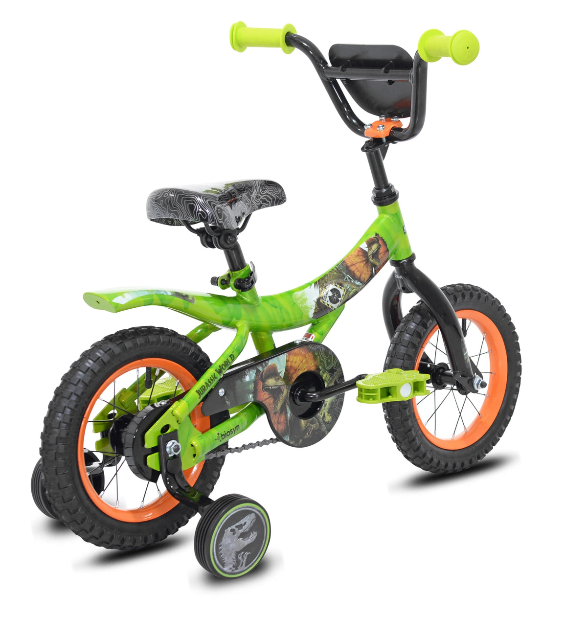 Green and Orange 12-inch Boy's Bicycle with Training Wheel L922