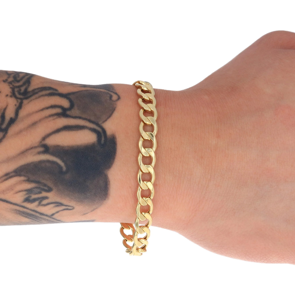10k Yellow Gold 8mm Cuban Link Chain Bracelet I769