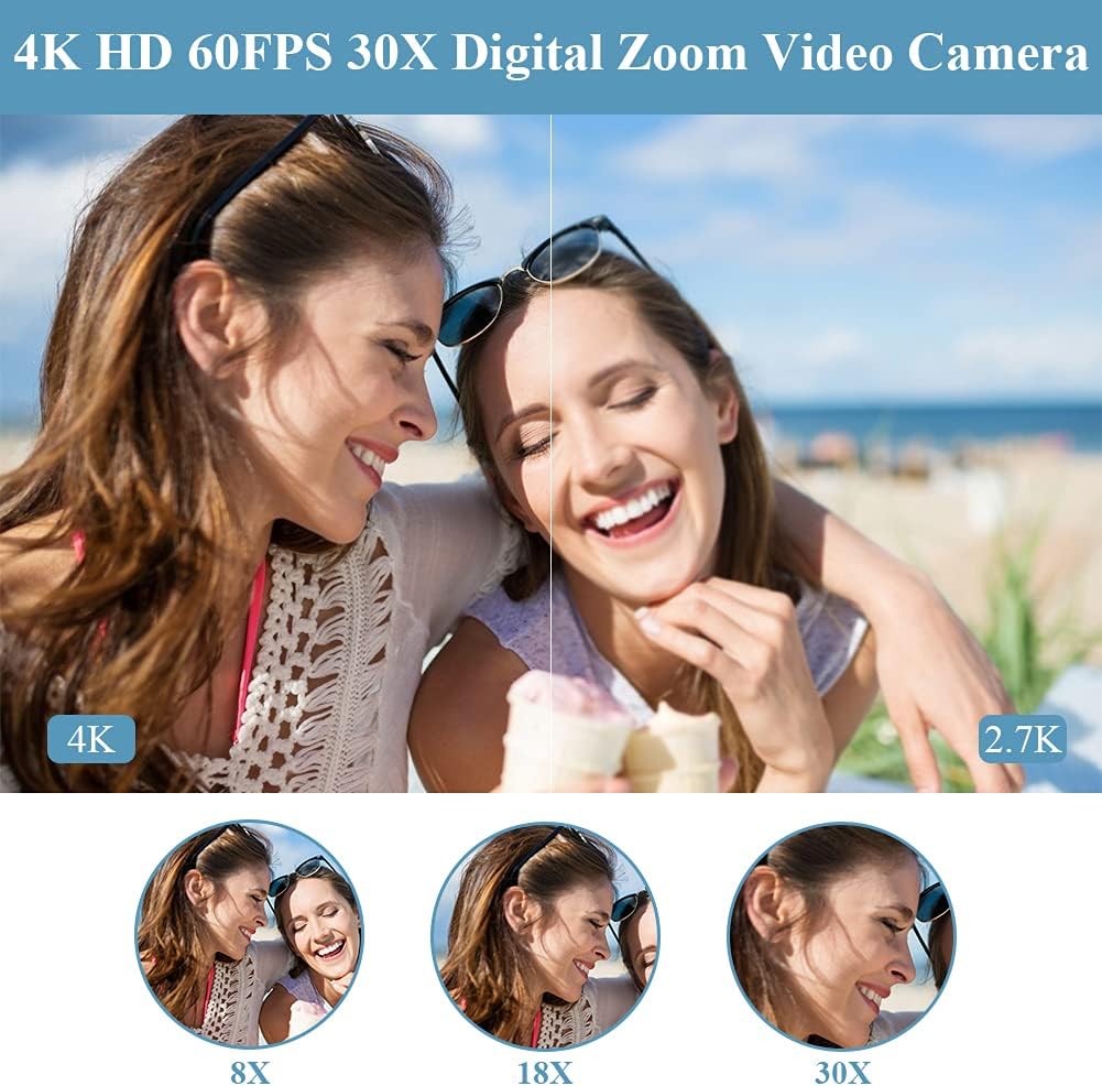4K HD Auto Focus Video Camera 48MP 60FPS 30X Digital Zoom Camcorder F591426