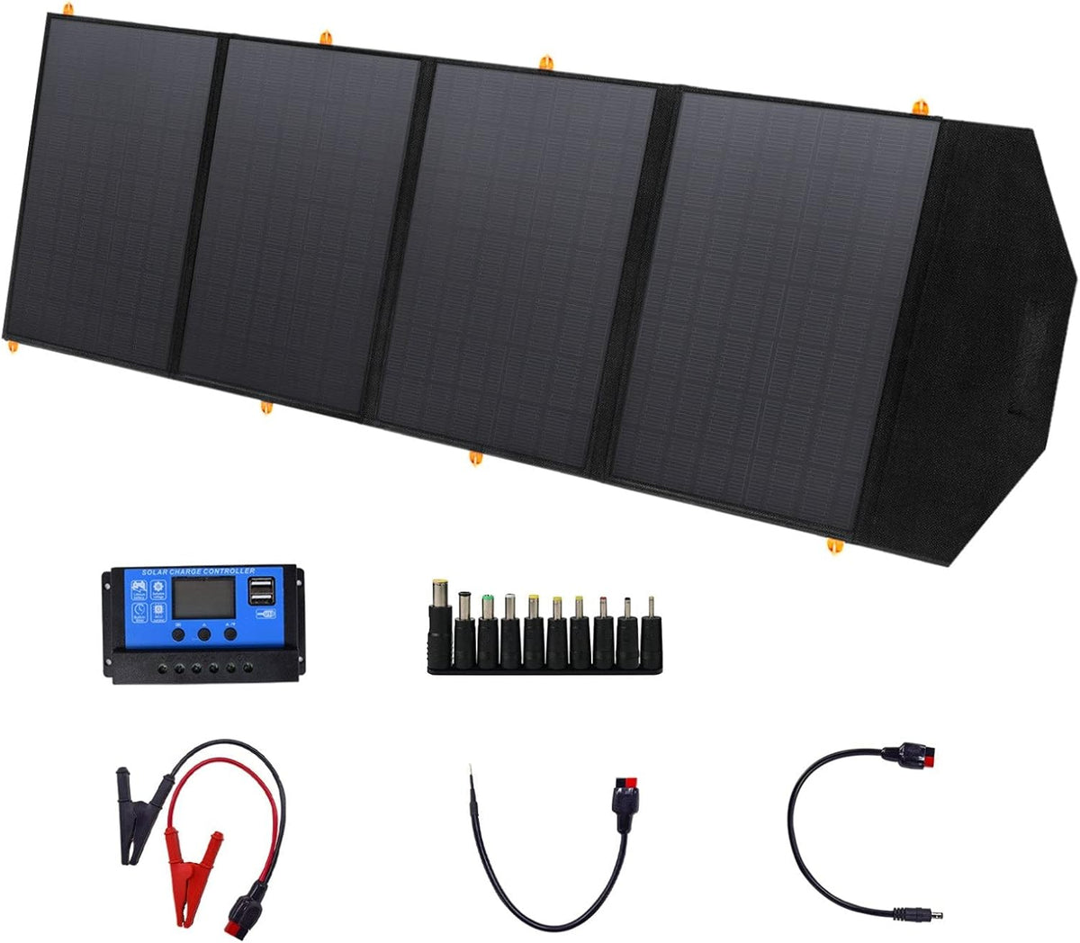 Black 60W Foldable Solar Charger Panel with USB/DC/Type-C Ports L533022