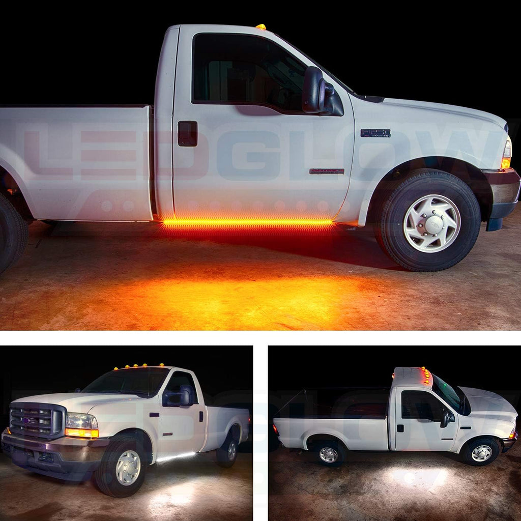 52 Truck LED Running Board Light Amber Side Marker Kit with White Courtesy Lights H2496