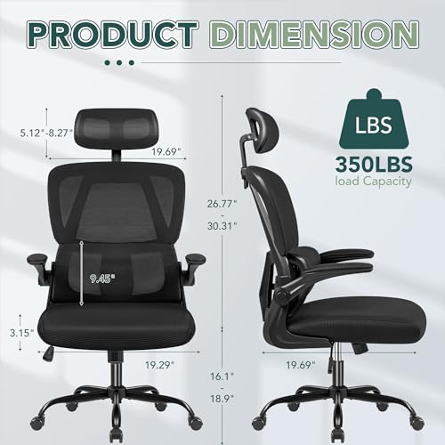 Black High Back Mesh Office Chair with Adjustable Lumbar Support X537814