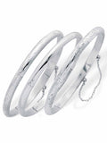 Polished Engraved Floral Three-Piece Bangle Set in Yellow Gold-Plated or Sterling Silver M2570