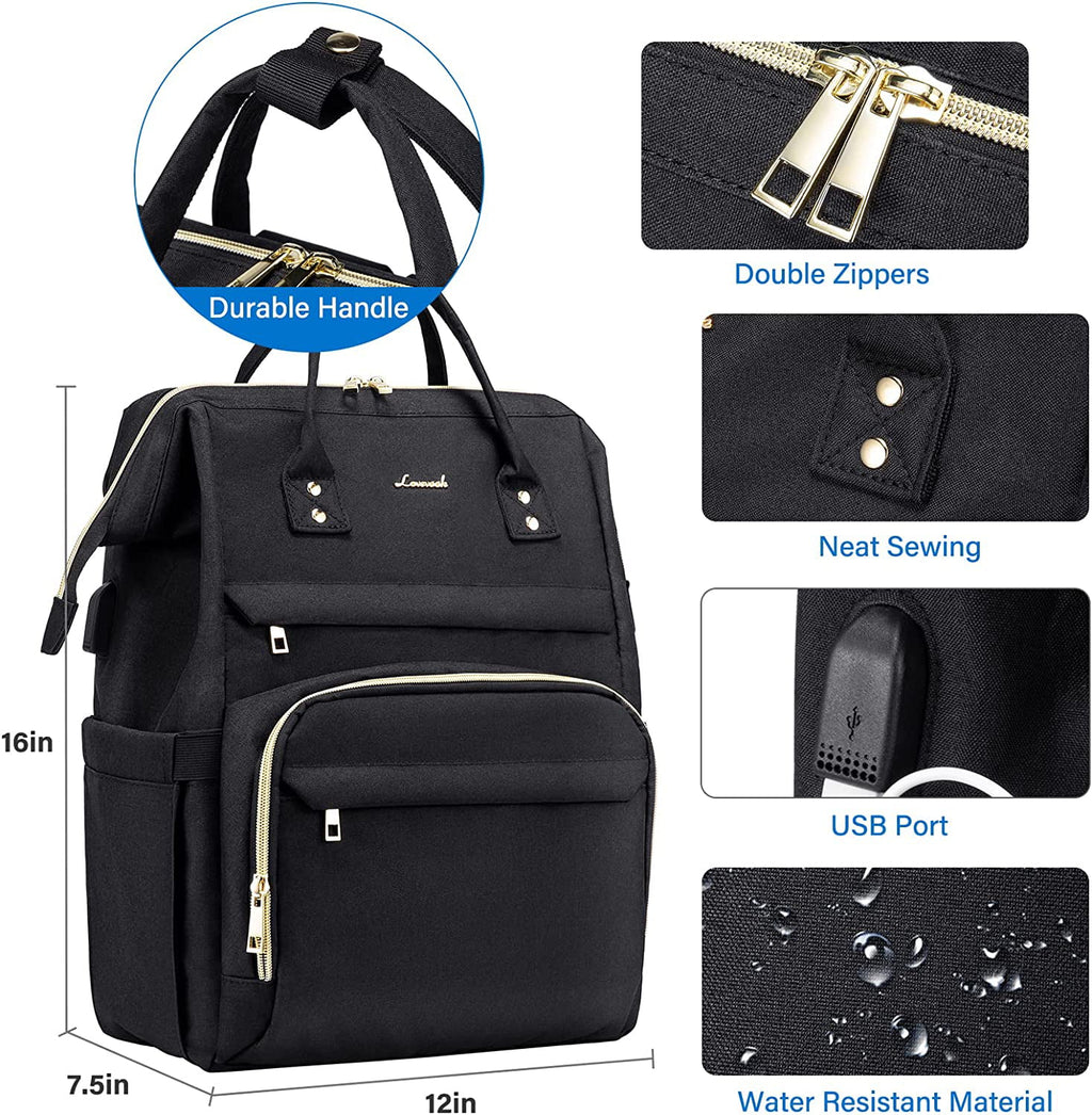 17" Waterproof Laptop Backpack with USB-Black A385124