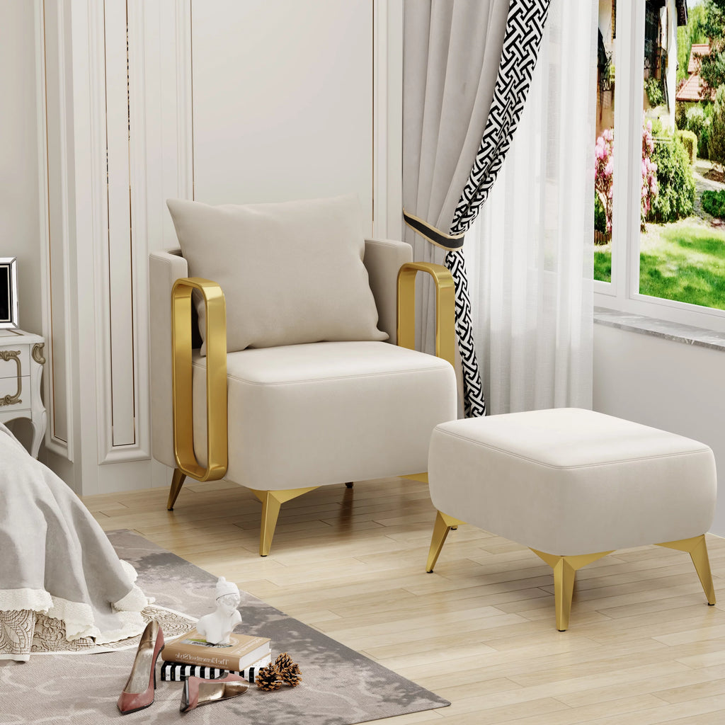 Velvet Accent Chair with Ottoman N277
