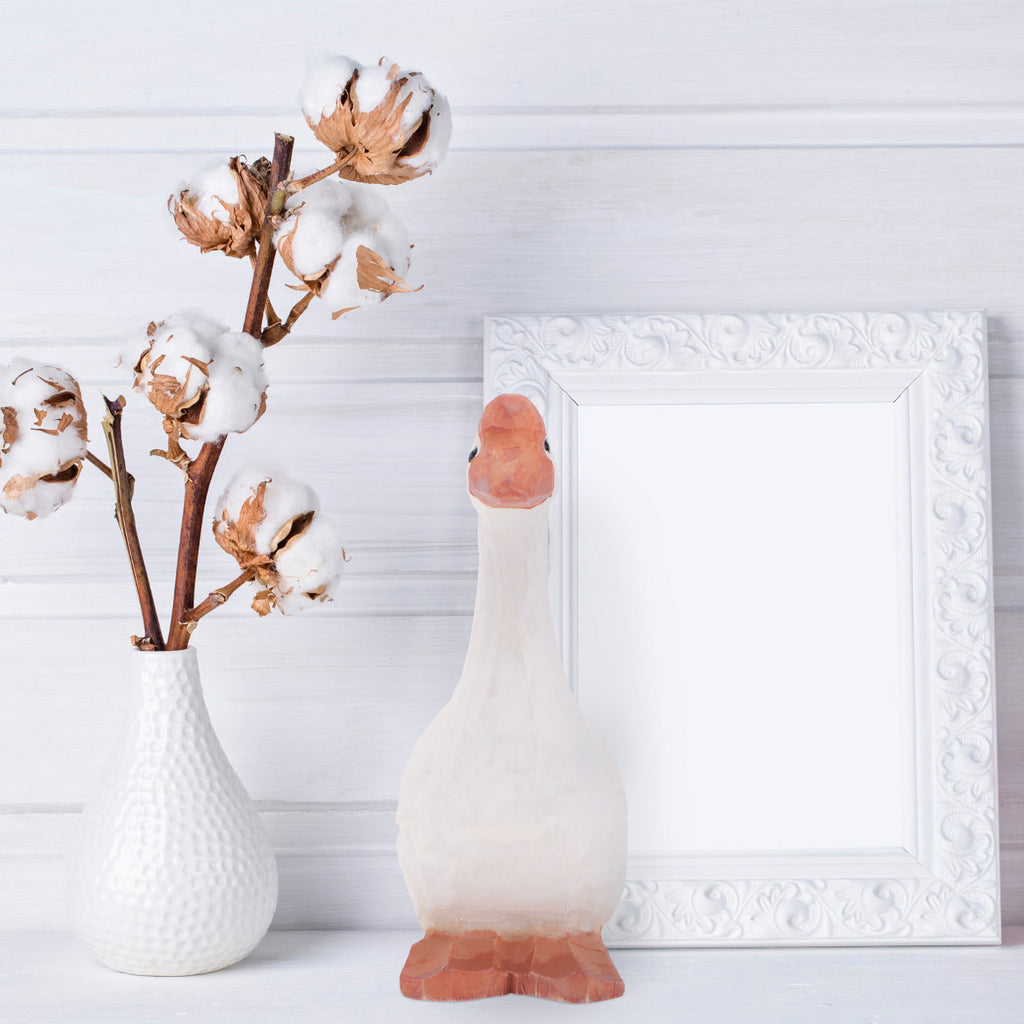 White 11x6cm Wooden Goose Ornaments Q75283