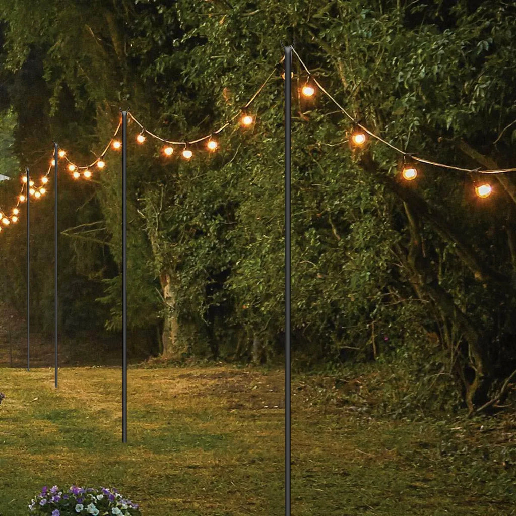 String Light Poles Stand for Outside, 2 Pack, 9 FT x 25 mm J6871