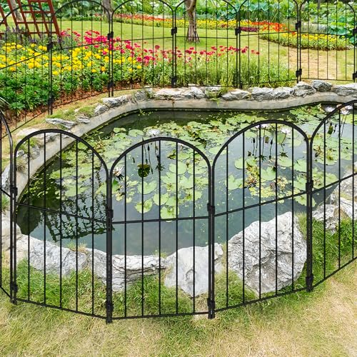 Decorative Garden Fence 24in x 10.5ft 10 Panels Metal Wire T748
