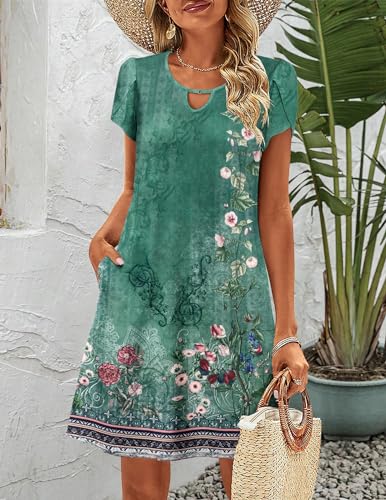 Casual A-Line Floral Mini Dress with Pockets F628