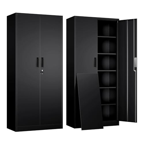 Black Lockable Steel Storage Cabinet with 2 Drawers L5945