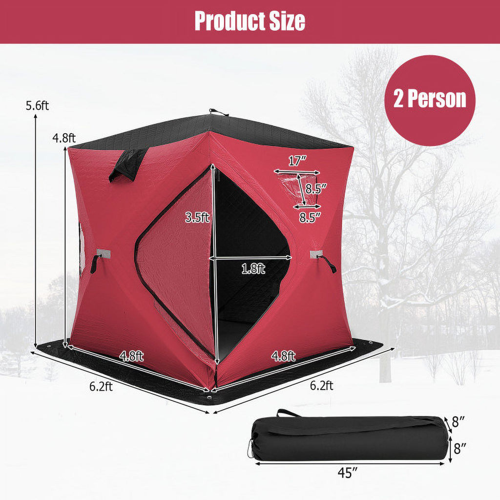 Portable Ice Shanty for 2 People with Carrying Bag Y398