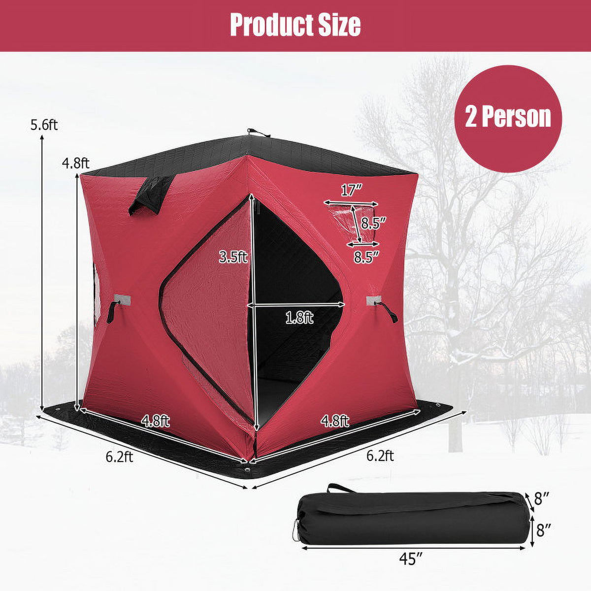 Portable Ice Shanty for 2 People with Carrying Bag Y398