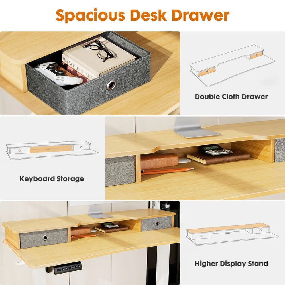 Height Adjustable Electric Standing Desk with Storage Shelf Q979