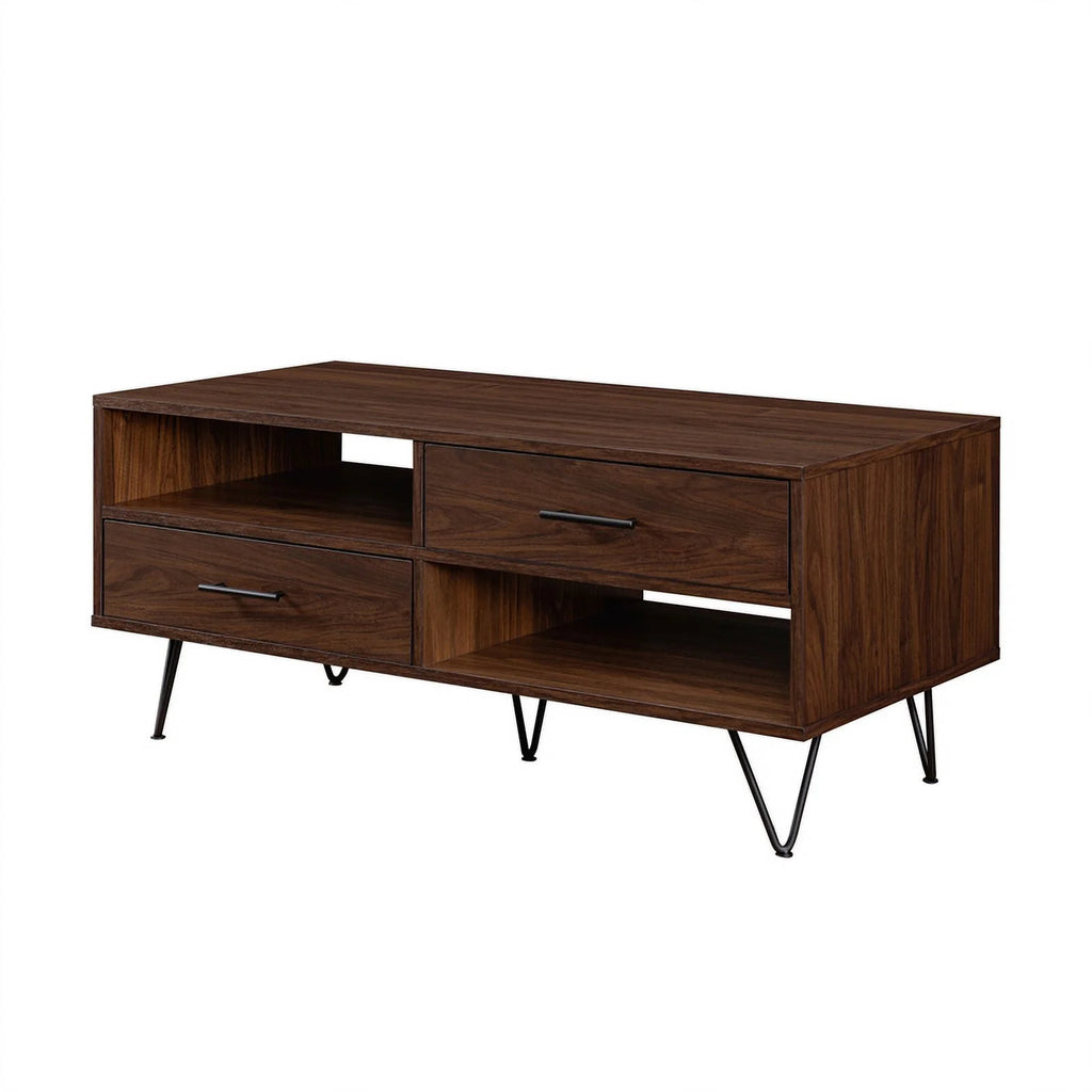 42" 2-Drawer Wood Coffee Table with Hairpin Legs N710048