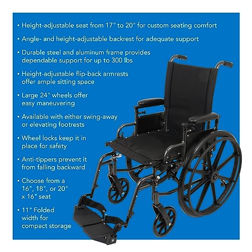 20" x 16" Height Adjustable Wheelchair with Elevating Leg Rest Z28299