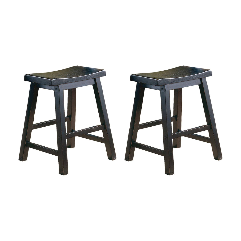 Black Wooden Counter Height Stool Set of 2 G616337