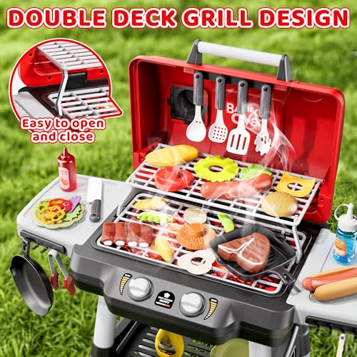 Kids BBQ Grill Playset with Wheels, Smoke Sound Light U4998