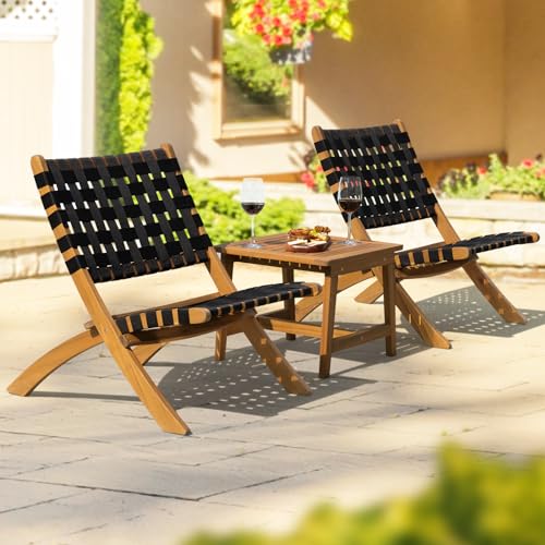 Wood Wicker 3 Piece Patio Bistro Set A237