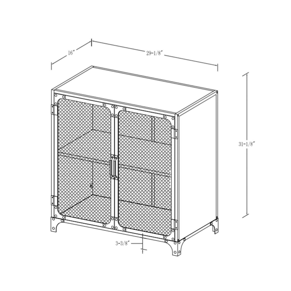 Urban Industrial Accent Cabinet with Mesh Gray Wash O8662