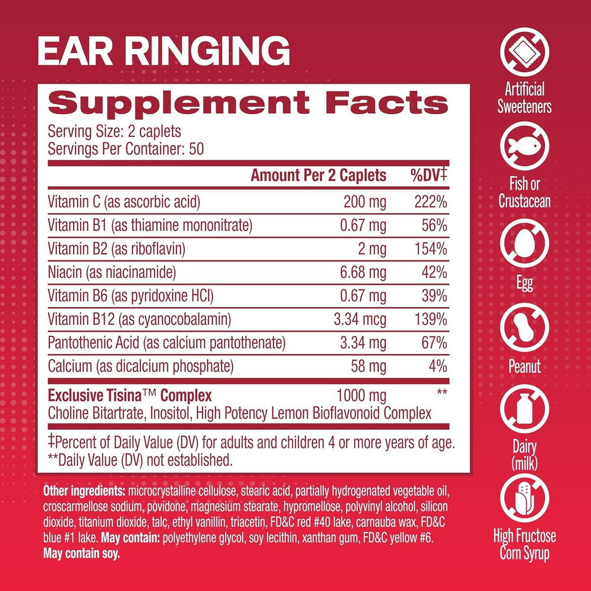 100 Caplets Ear Ringing Supplement B761358
