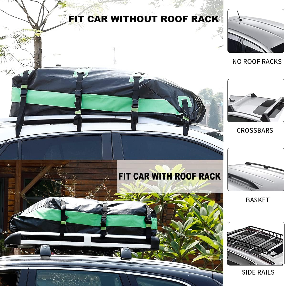 100% Waterproof 15 Cubic Ft Rooftop Cargo Carrier Bag Q886