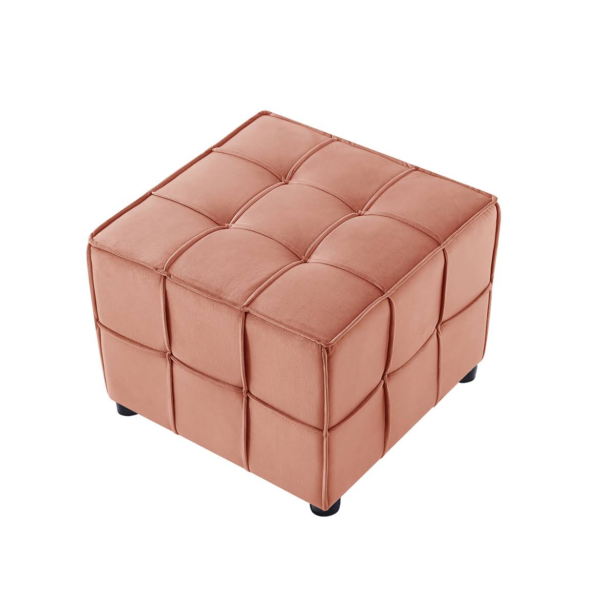 Navy Velvet Ottoman H9703