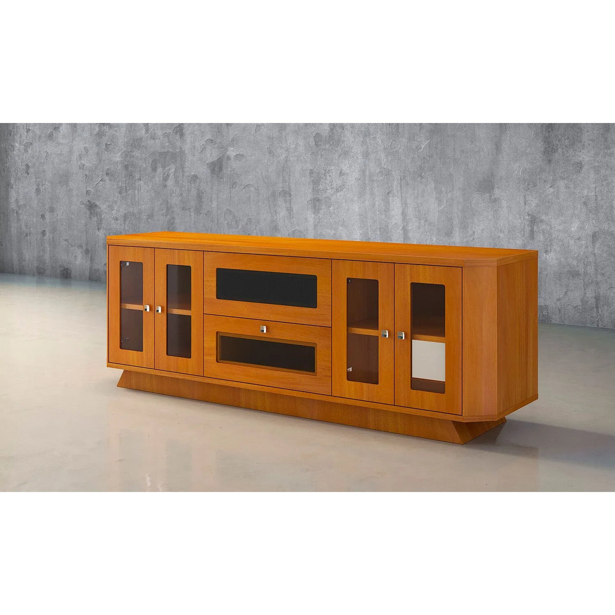 70" Transitional TV Stand with Brazilian Cherry Veneers in Light Cherry Finish K4385