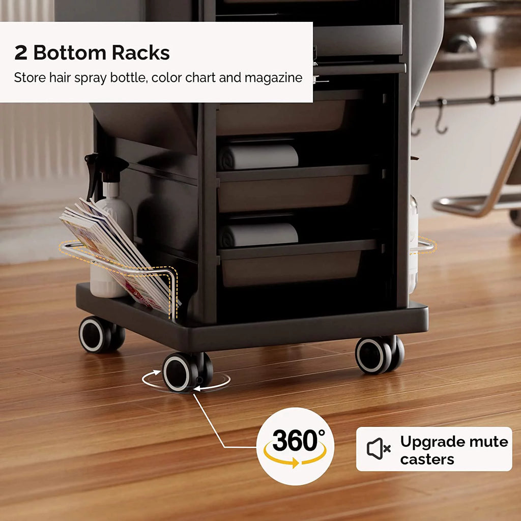 Salon Trolley with Lock 6 Drawers, Rolling Cart D648066