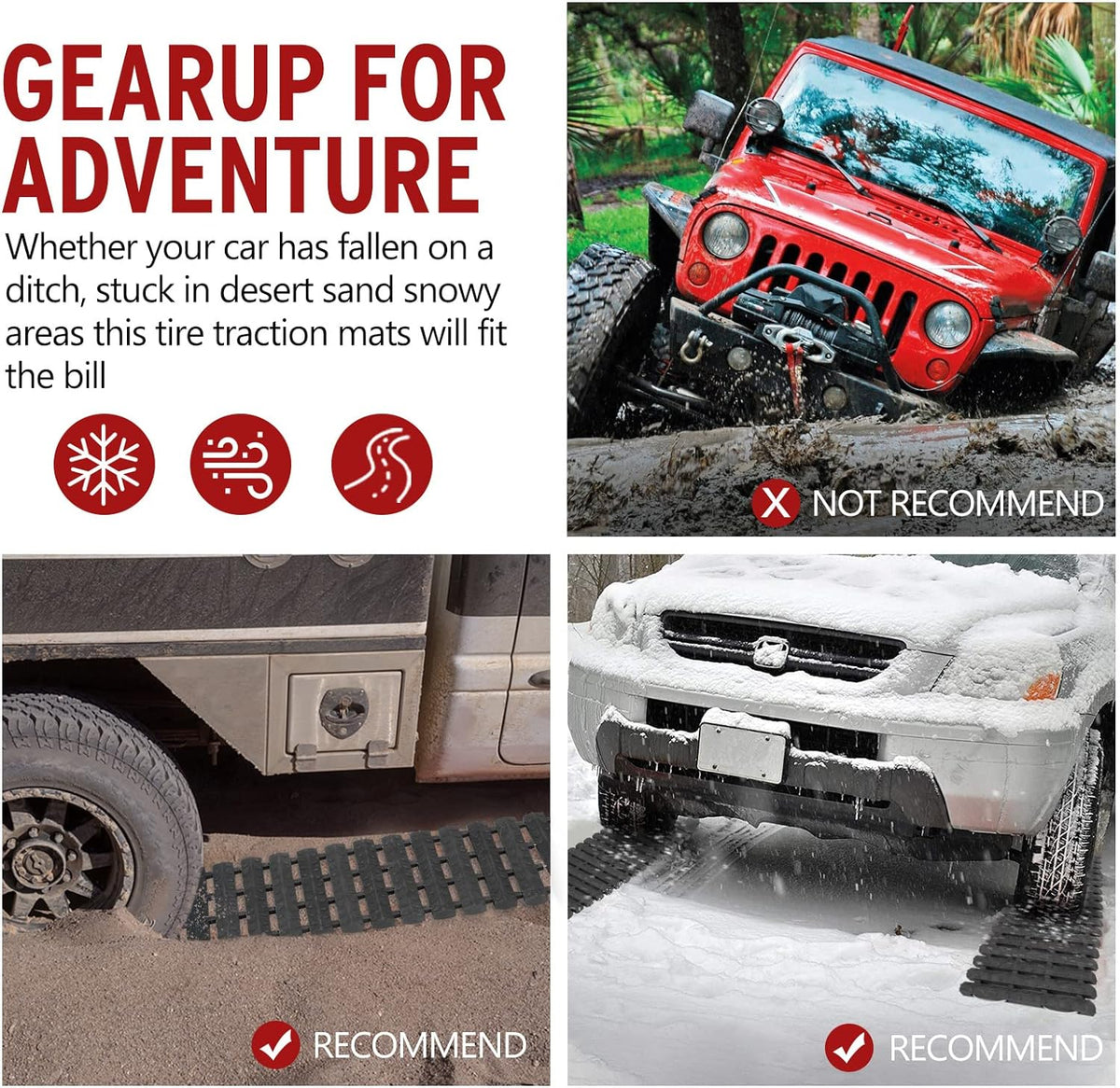 Tire Traction Mats Portable Recovery Tracks 2 Pack E7944