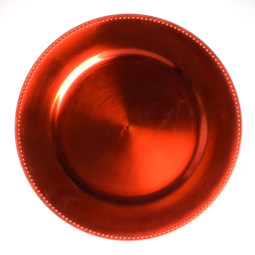 Beaded Charger Plate 13" Orange Set of 24 S2059
