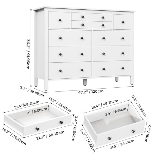 10 Drawer White Wooden Dresser K6635