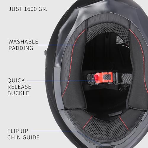 Modular Motorcycle Helmet Flip Up Anti-Fog Lens DOT Approved J19115