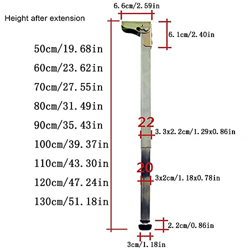 Stainless Steel Telescopic Adjustable Table Legs (80cm, Silver) D932